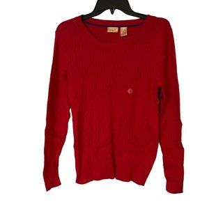 Northcrest Cable Knit Sweater Girls 10 - 12 Red Long Sleeve Stretch Pullover NEW